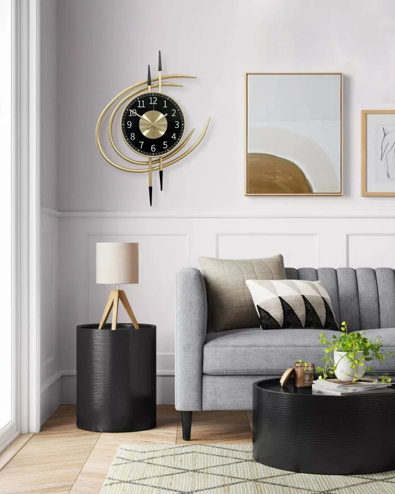 54cm Storm Eye Modern Wall Clock, Large Black Dial Metal Silent Analog Clock, Gold Luxury Decorative for Living Room Bedroom    Home Decor Supply | Online Retail | ShoreShopper.com