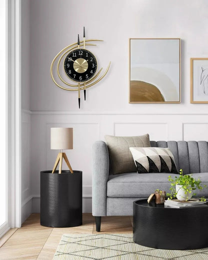 54cm Storm Eye Modern Wall Clock, Large Black Dial Metal Silent Analog Clock, Gold Luxury Decorative for Living Room Bedroom    Home Decor Supply | Online Retail | ShoreShopper.com