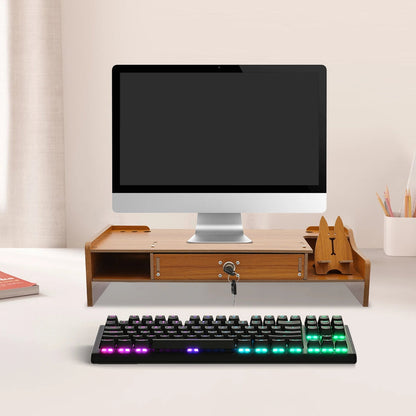 Wooden Desk Organizer W/ Drawer File Storage Desk Monitor Riser Computer Stand    Home Decor Supply | Online Retail | ShoreShopper.com