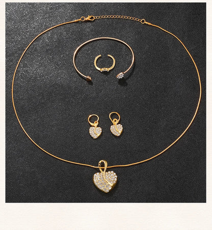 Women's Quartz Watch Gold Luxury Women Ring Necklace Earring Rhinestone Fashion Wristwatch Casual Ladies Watches Jewelry Set    Home Decor Supply | Online Retail | ShoreShopper.com