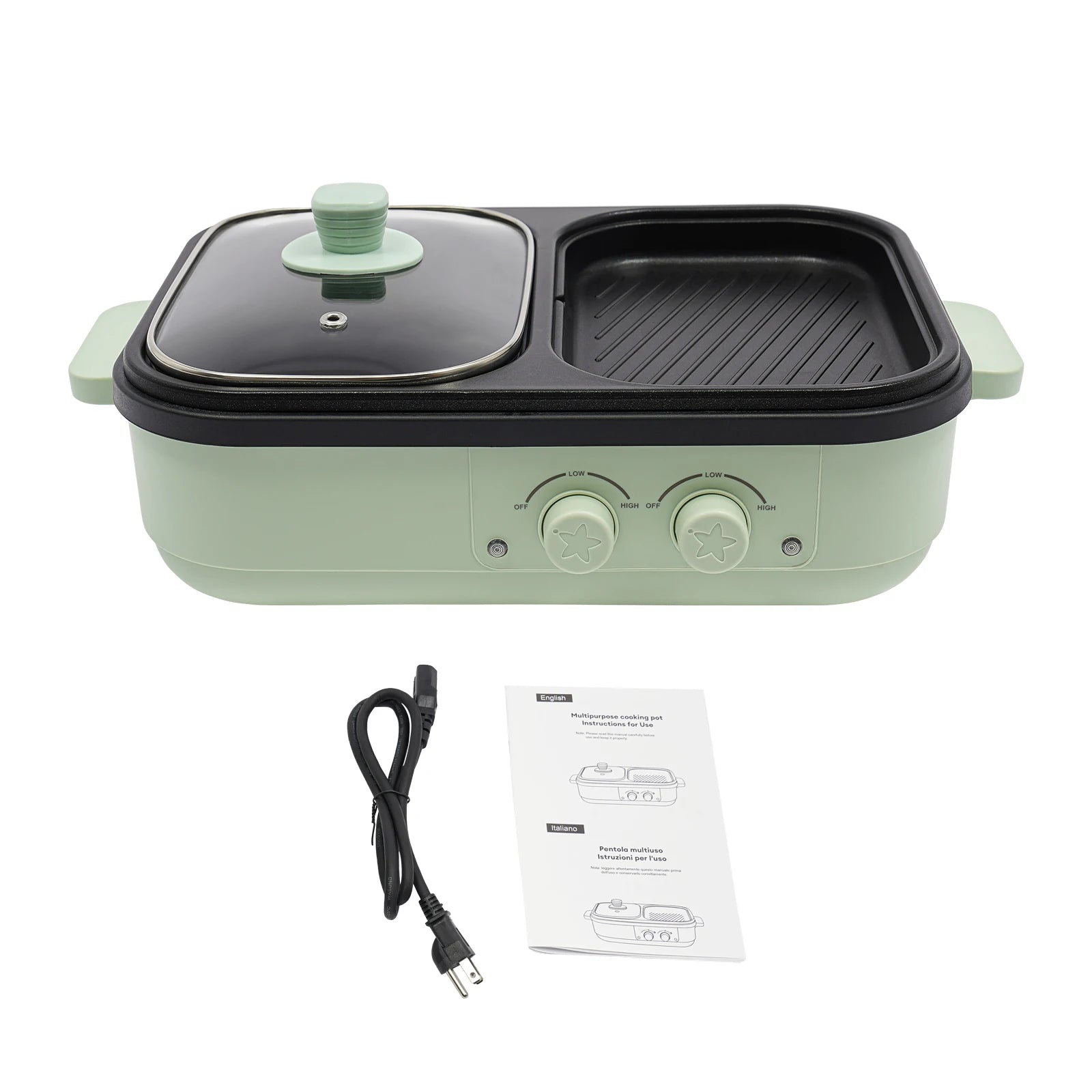 Electric Hot Pot With Grill Area Multi-purpose Hot Pot 2-In-1 Dual Temperature Control    Home Decor Supply | Online Retail | ShoreShopper.com
