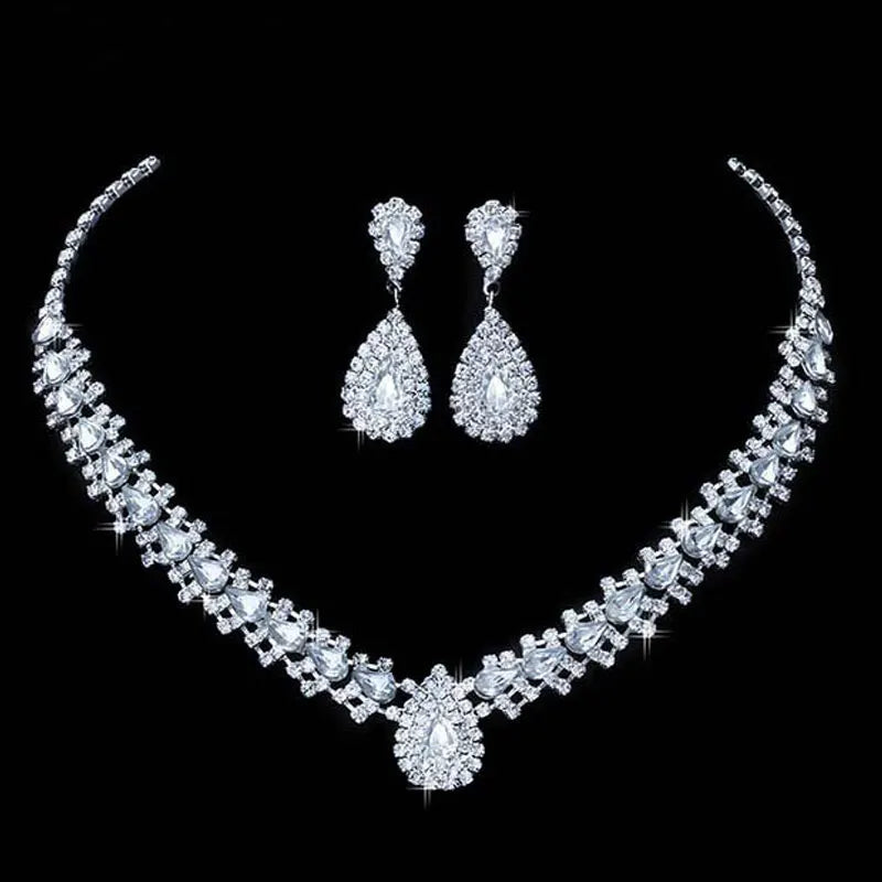 Luxurious Wedding Jewelry Sets for Bridal Bridesmaid Jewelery Drop Earring Necklace Austria Crystal Wholesale Gift    Home Decor Supply | Online Retail | ShoreShopper.com