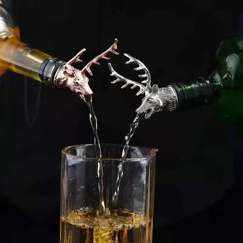 Zinc Alloy Steel Deer Stag Head Wine Pourer Unique Rhinoceros Lion Wine Bottle Stoppers Wine Aerators Bar Tools - ShoreCo.Shop