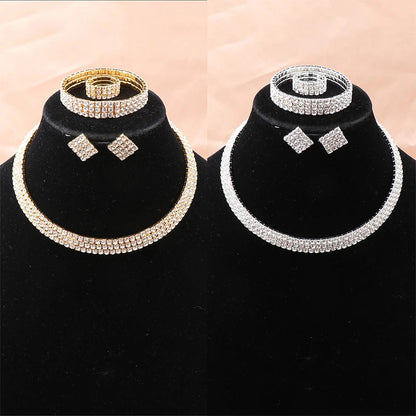 4Pcs/set Bridal Jewelry Set Necklace Bracelets Ring Earrings Set Super Gorgeous Luxury Shiny Fashion Jewelry Party Gift    Home Decor Supply | Online Retail | ShoreShopper.com
