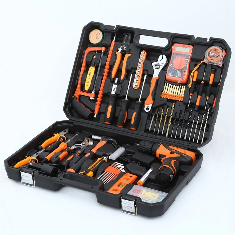 160/136/115/63 PC Lithium Drill Household Multifunctional Hardware Tool Manual Daily Electrician Woodworking Maintenance Toolbox - ShoreCo.Shop