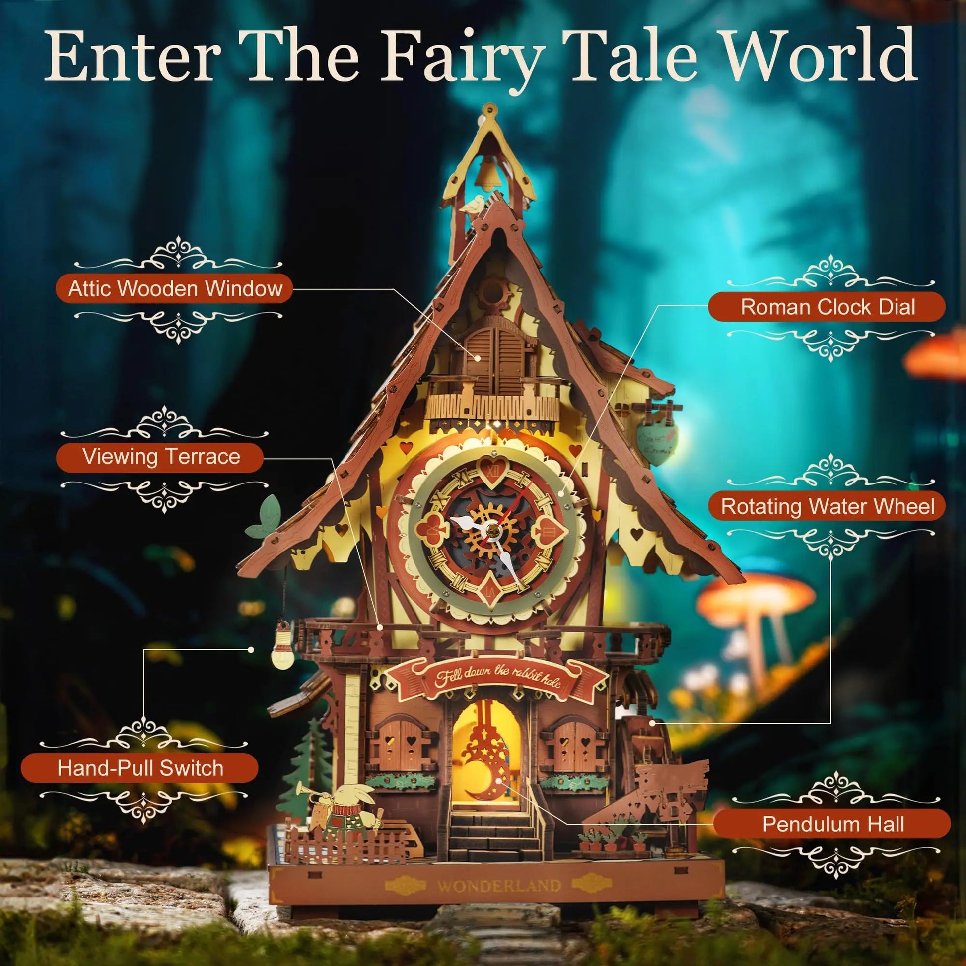 Robotime ROKR Cuckoo Clock Mechanical 3D Wooden Puzzle Christmas Cuckoo Clock Building Kit Holiday DIY Project for Teens Adults    Home Decor Supply | Online Retail | ShoreShopper.com