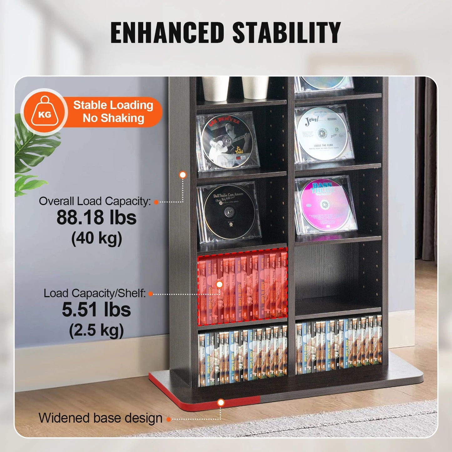 SucceBuy Media Storage Cabinet DVD Shelf Holds Adjustable CD Shelves 5/12/16/36 Compartments Protects and Organizes Music Movie    Home Decor Supply | Online Retail | ShoreShopper.com