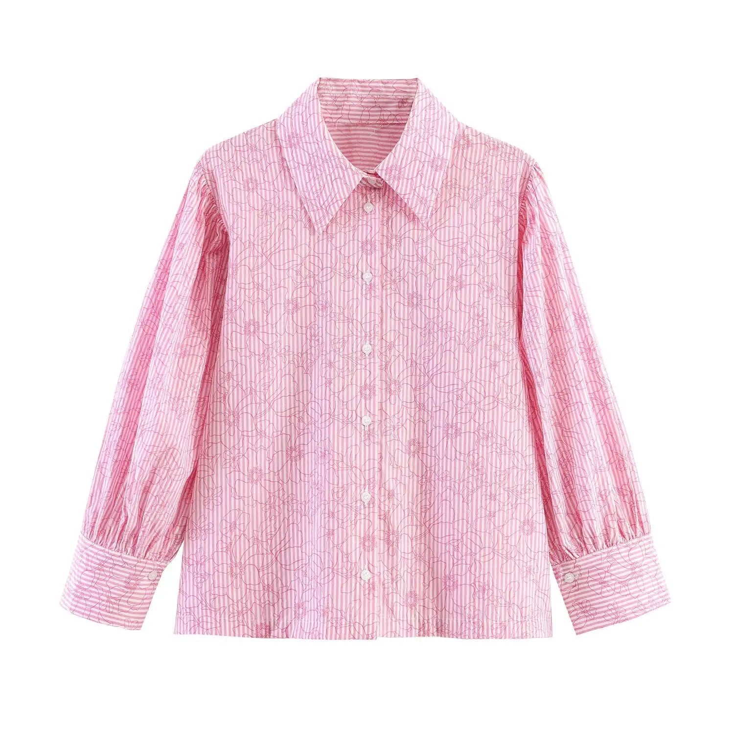 Women's Shirts Spring Summer  Female Lapel Print Striped Shirt Lady Elegant Blouses Casual Temperament Chic Ladies Tops Mujer    Your Coastal Marketplace | Shoreshopper.com