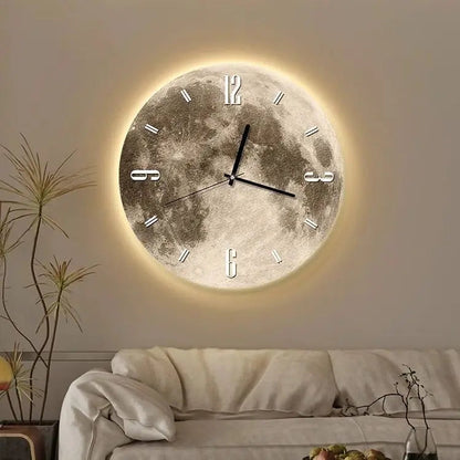 16 Inch Fashions Wall Clock Dining Room Living Moon The Earth Modelling LED Light Silent Movement Bedroom Clock Wall Decoration    Home Decor Supply | Online Retail | ShoreShopper.com