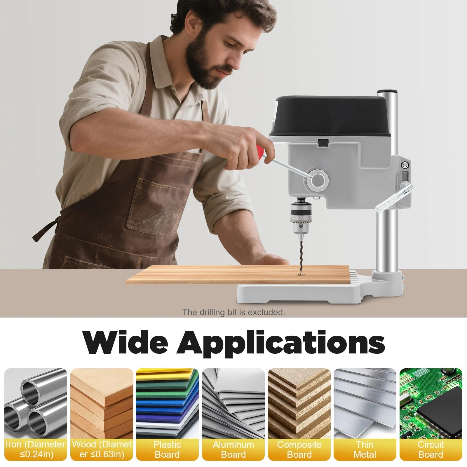 340W Portable Benchtop Drill Press, High-precision 3 Speed Adjustable Mini Portable Electric Bench Drill Stand for Iron Wood    Home Decor Supply | Online Retail | ShoreShopper.com