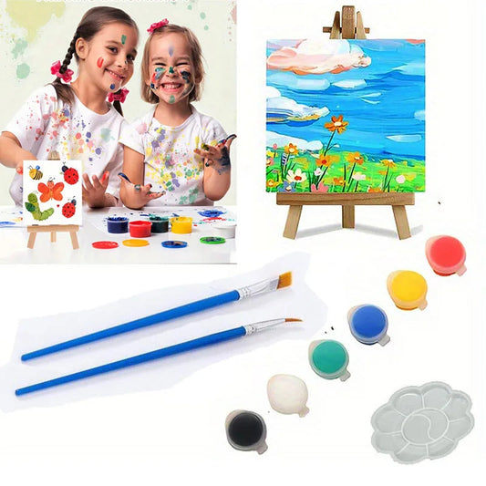 1 set of painting kit, 1 drawing board, 1 easel, 2 pens, 6 colors of paint, 1 palette, mini drawing board, acrylic paint    Home Decor Supply | Online Retail | ShoreShopper.com