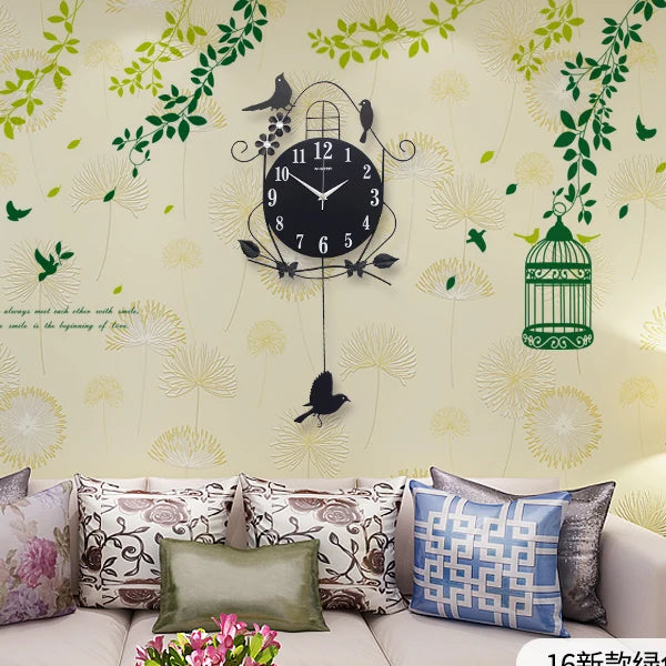 Creative Black Iron Swing Hanging Bird Wall Clock, Durable, Electronic, Large, Arts And Crafts, Modern Design    Home Decor Supply | Online Retail | ShoreShopper.com