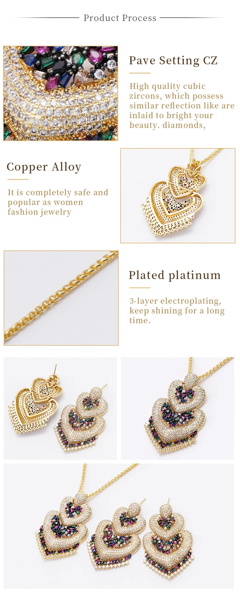 HOT  Jewelry Sets For Woman Wedding Parties Jewellery Necklace Earrings Rings Bracelets For Gift Plating18k With CZ White shell    Home Decor Supply | Online Retail | ShoreShopper.com