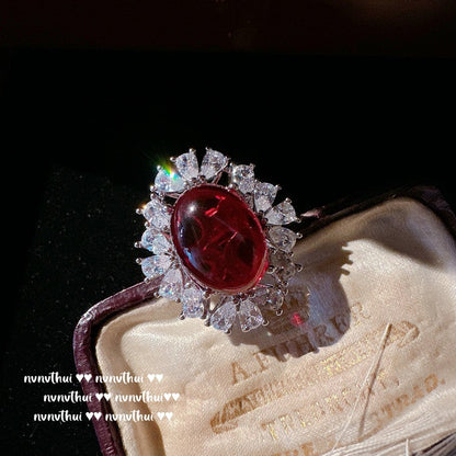 Fashion Women's S925 Silver Jewelry Set Geometric Lab Ruby Necklace Earrings Ring Bracelet Elegant Party Jewelry Wedding Jewelry    Home Decor Supply | Online Retail | ShoreShopper.com