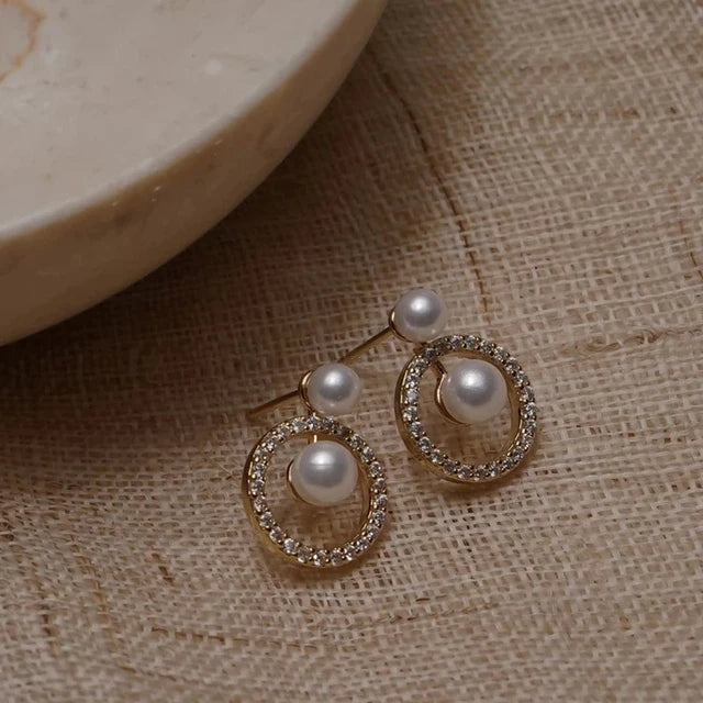 Upscale 14k Gold Jewelry Real Gold  Earrings Zircon Pearl Twist Luxury Stud Earrings for Women Brincos Pendientes Bijoux    Home Decor Supply | Online Retail | ShoreShopper.com
