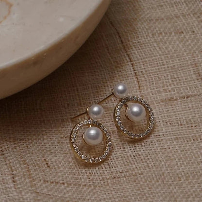 Upscale 14k Gold Jewelry Real Gold  Earrings Zircon Pearl Twist Luxury Stud Earrings for Women Brincos Pendientes Bijoux    Home Decor Supply | Online Retail | ShoreShopper.com