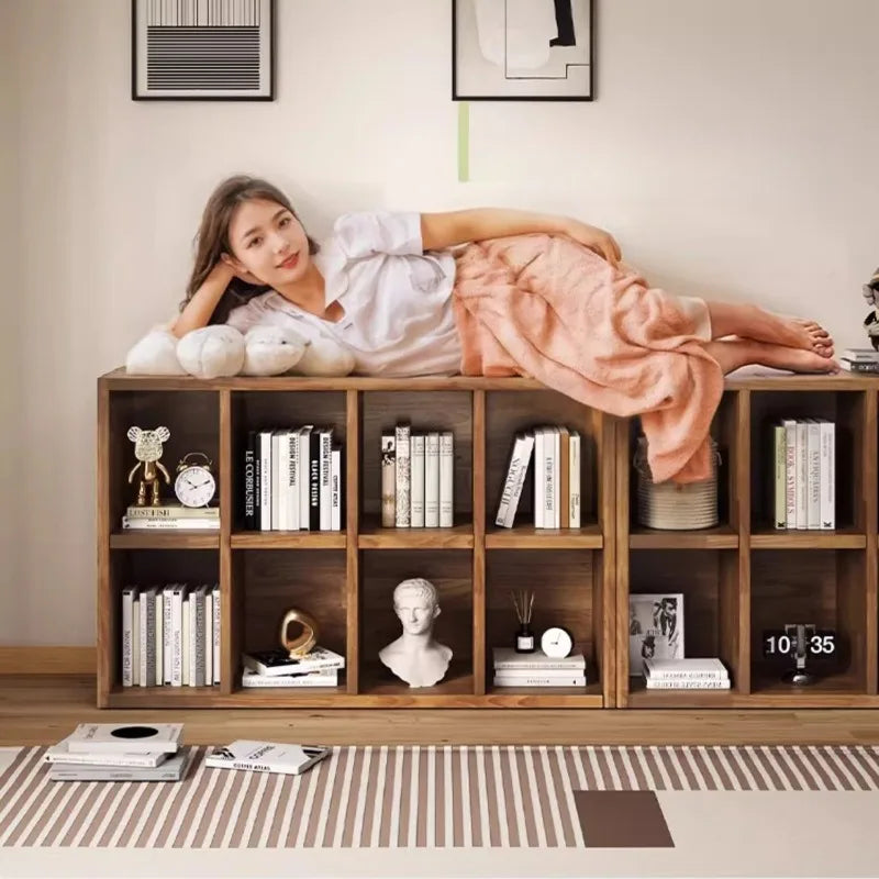 Solid Wood Short Bookshelf Floor Storage Cabinet Grid Organizer Shelf for Living Room Home & Kindergarten Display Unit    Home Decor Supply | Online Retail | ShoreShopper.com