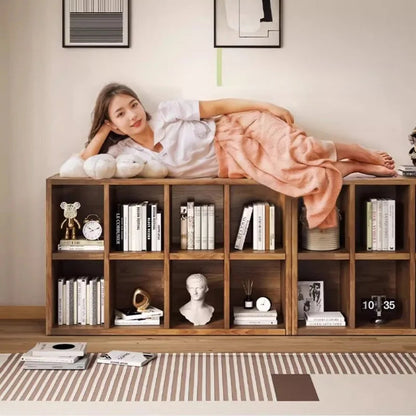 Solid Wood Short Bookshelf Floor Storage Cabinet Grid Organizer Shelf for Living Room Home & Kindergarten Display Unit    Home Decor Supply | Online Retail | ShoreShopper.com