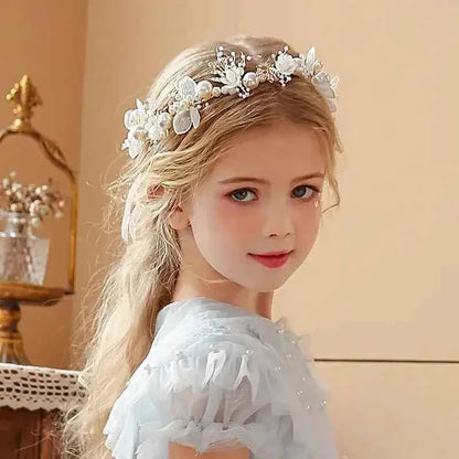 Children's Headwear Elegant Flower Wreath Fairy Crown Headband Princess Children's Hair Birthday Performance Runway Accessories