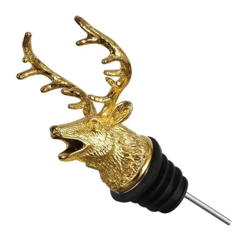 Zinc Alloy Steel Deer Stag Head Wine Pourer Unique Rhinoceros Lion Wine Bottle Stoppers Wine Aerators Bar Tools - ShoreCo.Shop