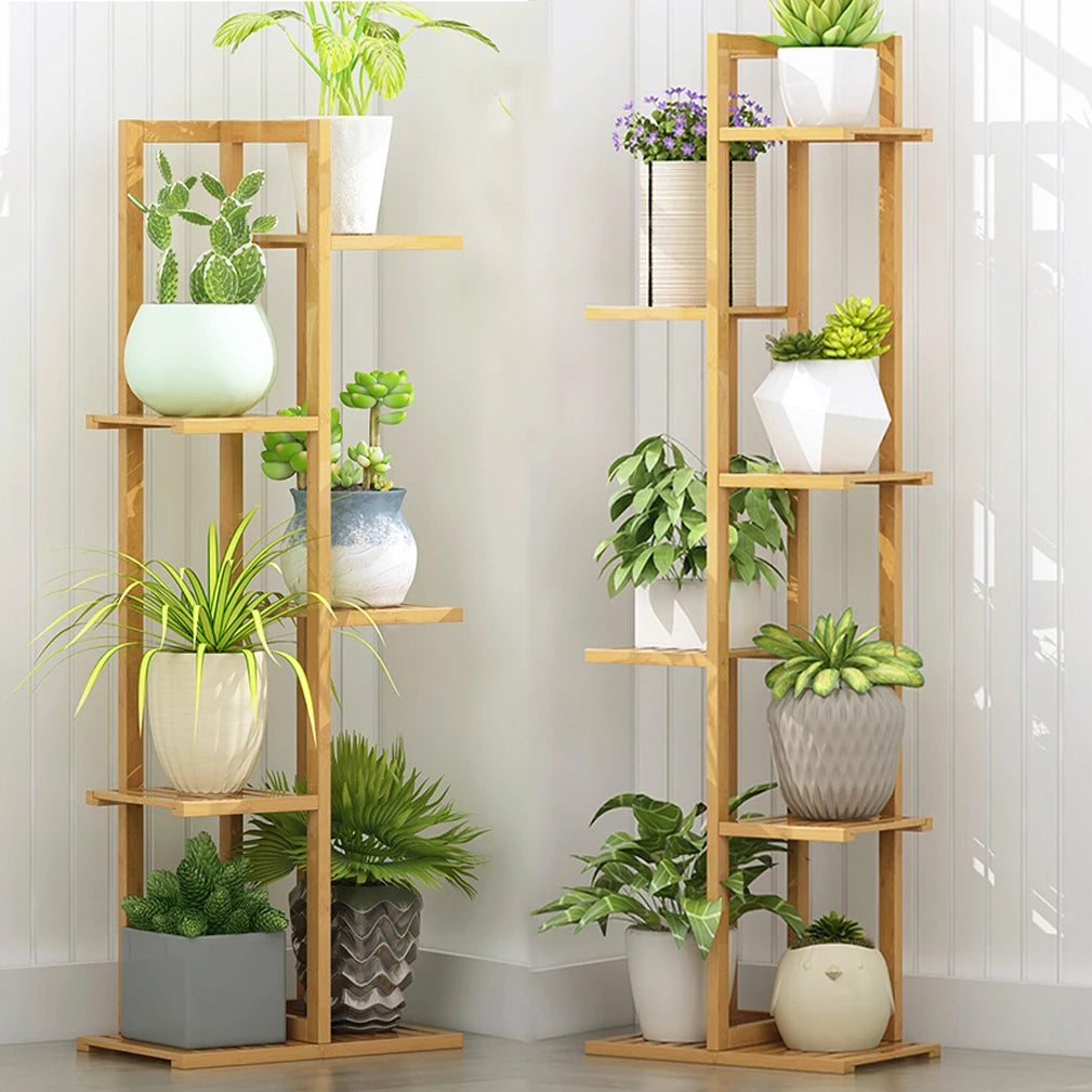 6/7 Pot Vertically Bamboo Flower Shelf Rack Plant Stand Pots Display Corner Shelving Home Indoor Outdoor    Home Decor Supply | Online Retail | ShoreShopper.com