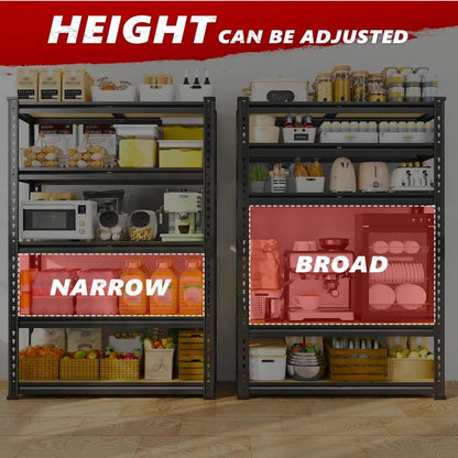 2020LBS Storage Shelves 5 Tier Garage Shelving Heavy Duty Adjustable Garage Shelves, 35.5" W x 11.9" D x 72" H, Black    Home Decor Supply | Online Retail | ShoreShopper.com
