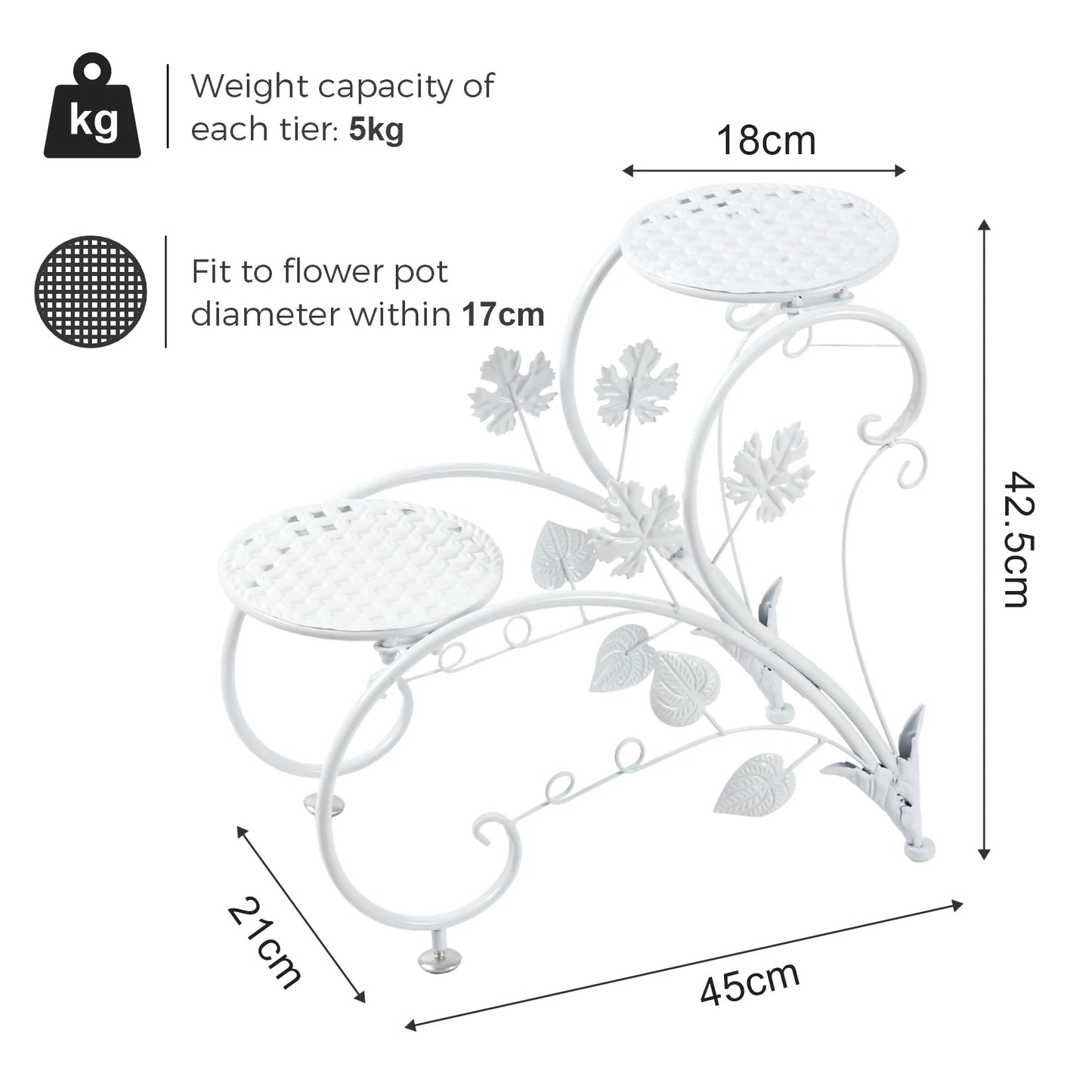 2PCS Rustproof Metal Plant Stand 4 Potted Flower Display Rack Shelf for Garden Balcony Office White and Black    Home Decor Supply | Online Retail | ShoreShopper.com