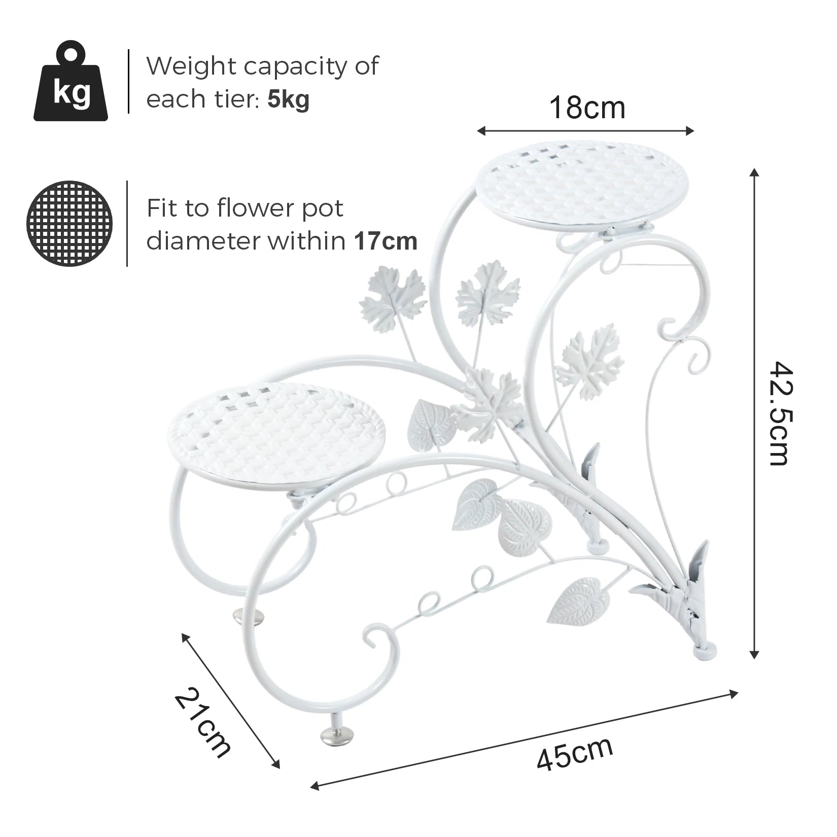 2PCS Rustproof Metal Plant Stand 4 Potted Flower Display Rack Shelf for Garden Balcony Office White and Black    Home Decor Supply | Online Retail | ShoreShopper.com
