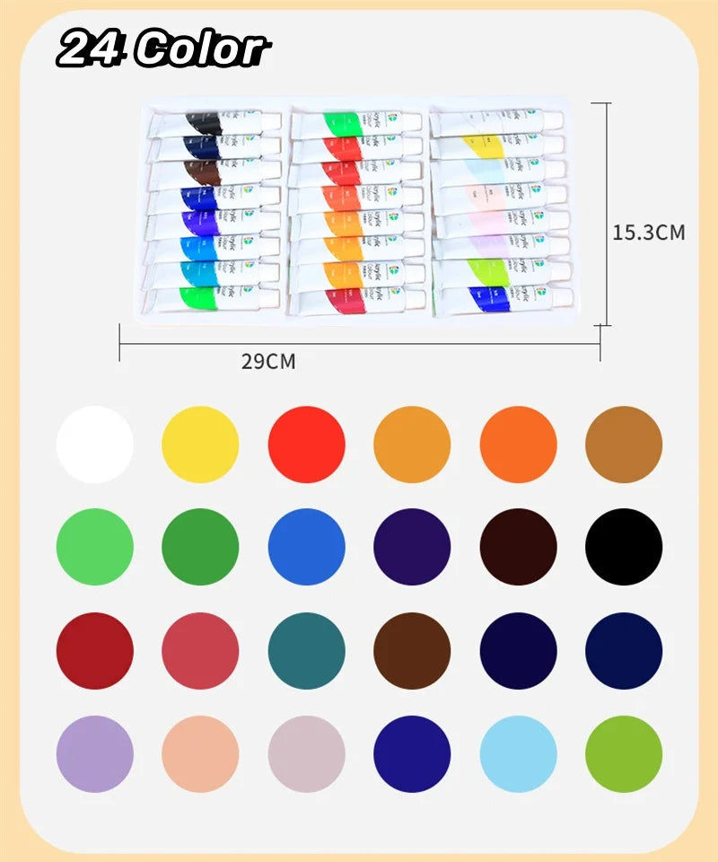 Acrylic Paint Set 12/18/24/36 Colors 12ml Tubes Non-Toxic Waterproof Art Craft Paints for Artists Kids Beginners School Supplies    Home Decor Supply | Online Retail | ShoreShopper.com