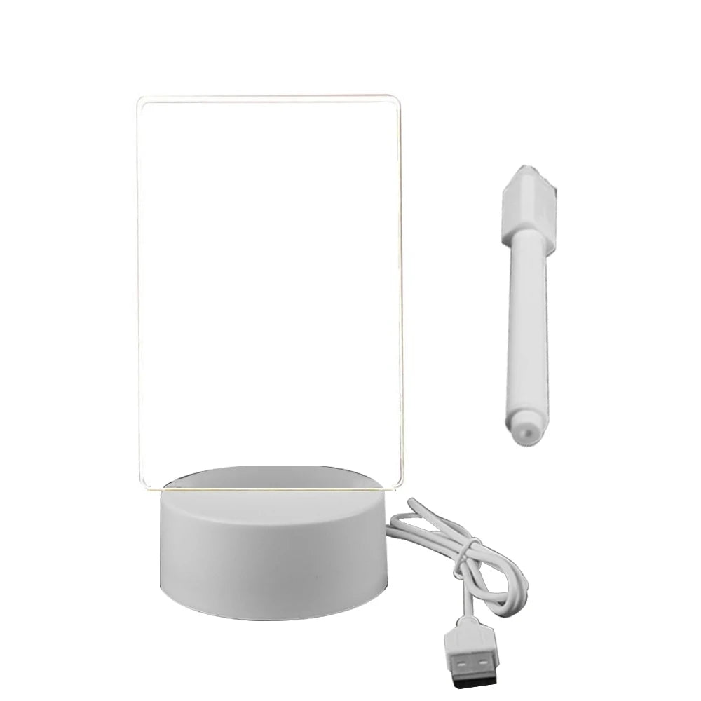 Transparent Luminous LED Night Lights USB Luminous Acrylic Night Light Erasable Write Message Board Calendar Desktop Ornaments - ShoreCo.Shop
