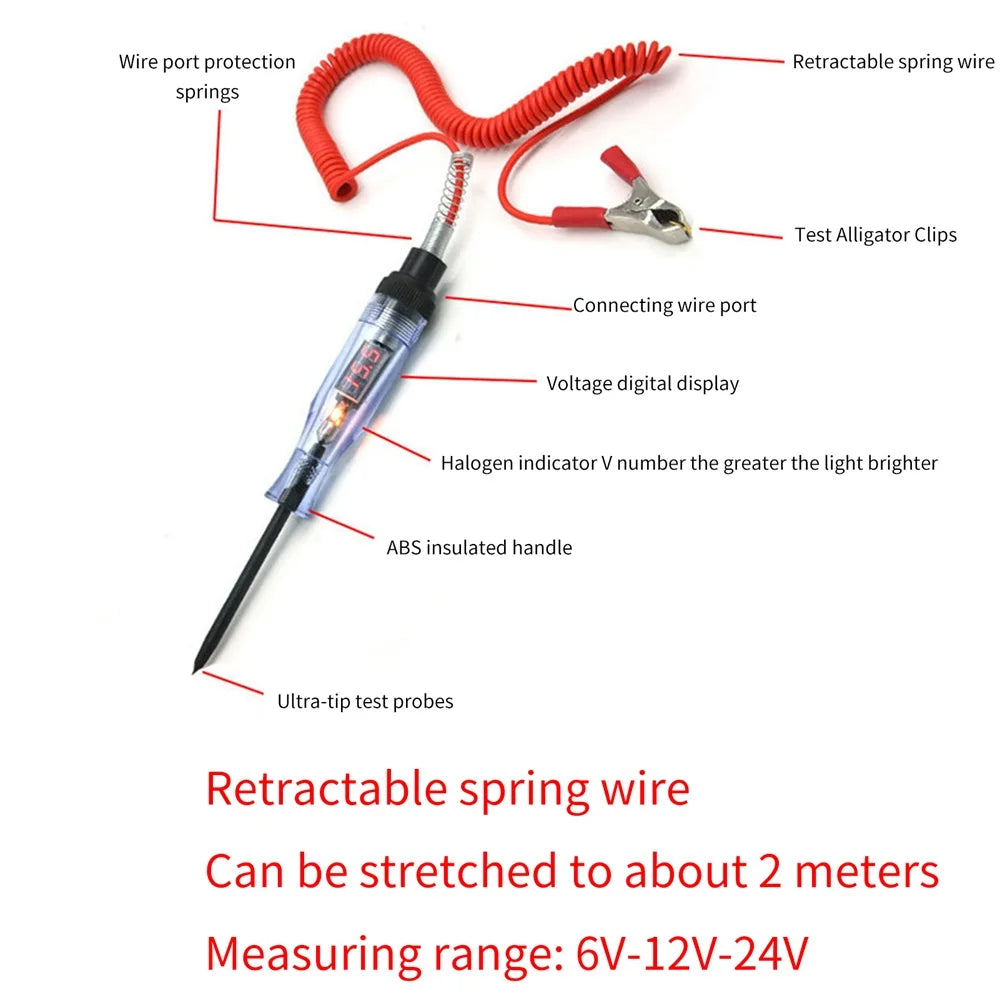 1pc 6V 12V 24V 48V 90V Car Digital Display Test Pen Circuit Test Pen Light Bulb Electric Measuring Pen Repair Tools    Home Decor Supply | Online Retail | ShoreShopper.com