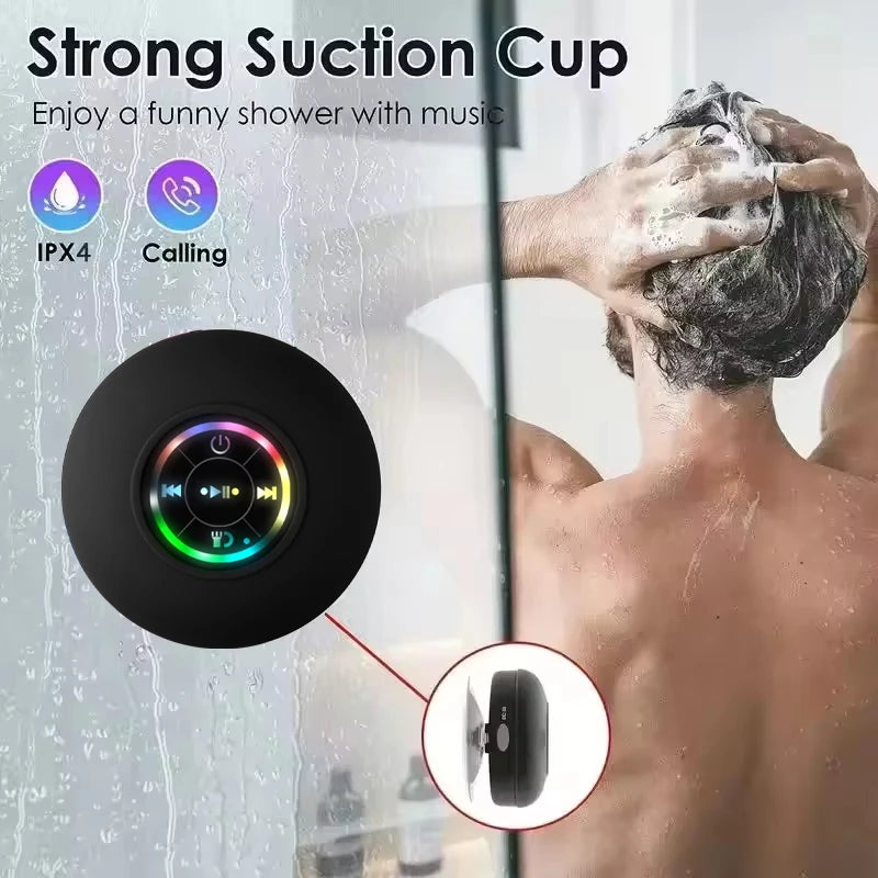 Portable Wireless Bluetooth Speaker LED Light IPX4 Waterproof Loudspeaker Outdoor Bathroom Large Suction Cup Stereo Sound Box - ShoreCo.Shop