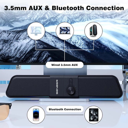 SENZER Computer Speakers-Gaming Speaker with Stereo Sound,PC Sound Bar for Laptop Desktop Monitor (Bluetooth & 3.5mm Aux)    Home Decor Supply | Online Retail | ShoreShopper.com