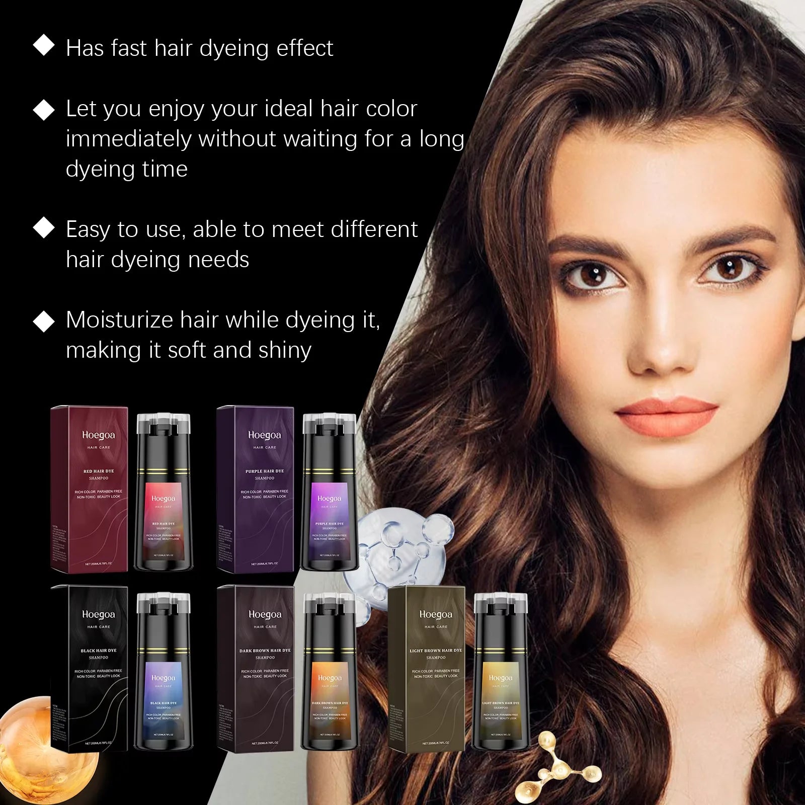 Hair Dye Shampoo for Gray White Hair Coverage 3 in 1 Light Brown DIY Herbal Ingredients Natural Hair Color Shampoo for Women Men - ShoreCo.Shop