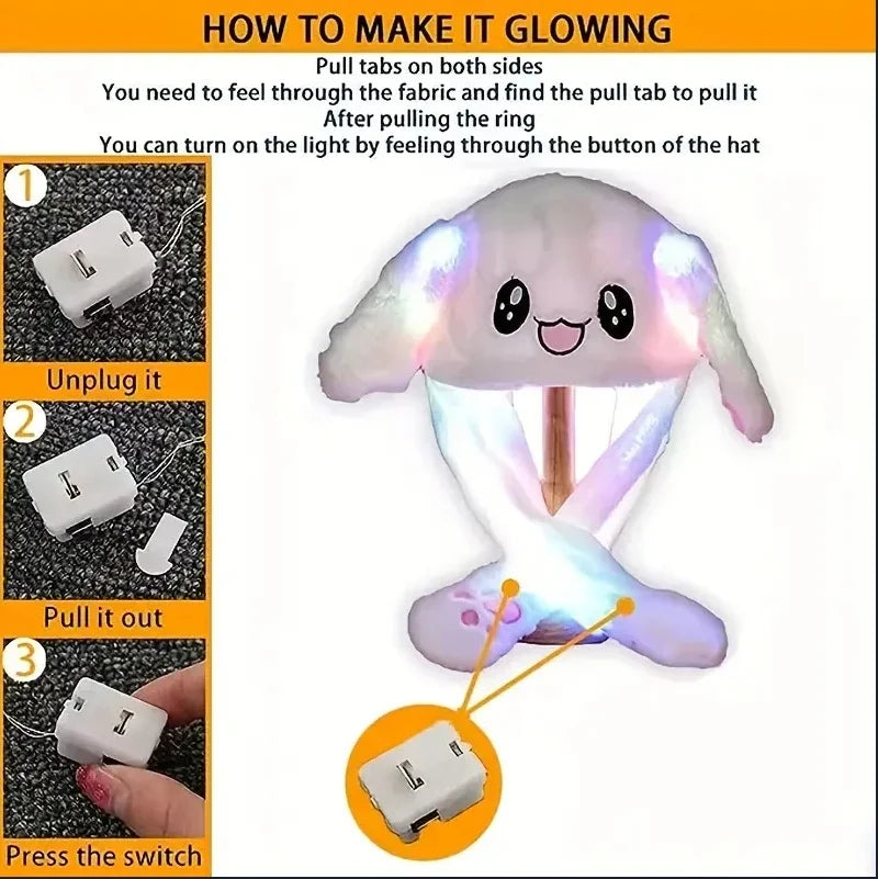 Headwear Daily  Supplies Party Home LED Funny Glowing And Ear Moving Bunny Hat Cap For Women Girls Cosplay Party Holiday Hat    Your Coastal Marketplace | Shoreshopper.com