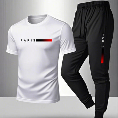 2026 NEW Men's Summer Casual Pants+Short Sleeve T-shirt Set Paris Paris Paris Printed Two Piece Set Men's Sports Set    Home Decor Supply | Online Retail | ShoreShopper.com
