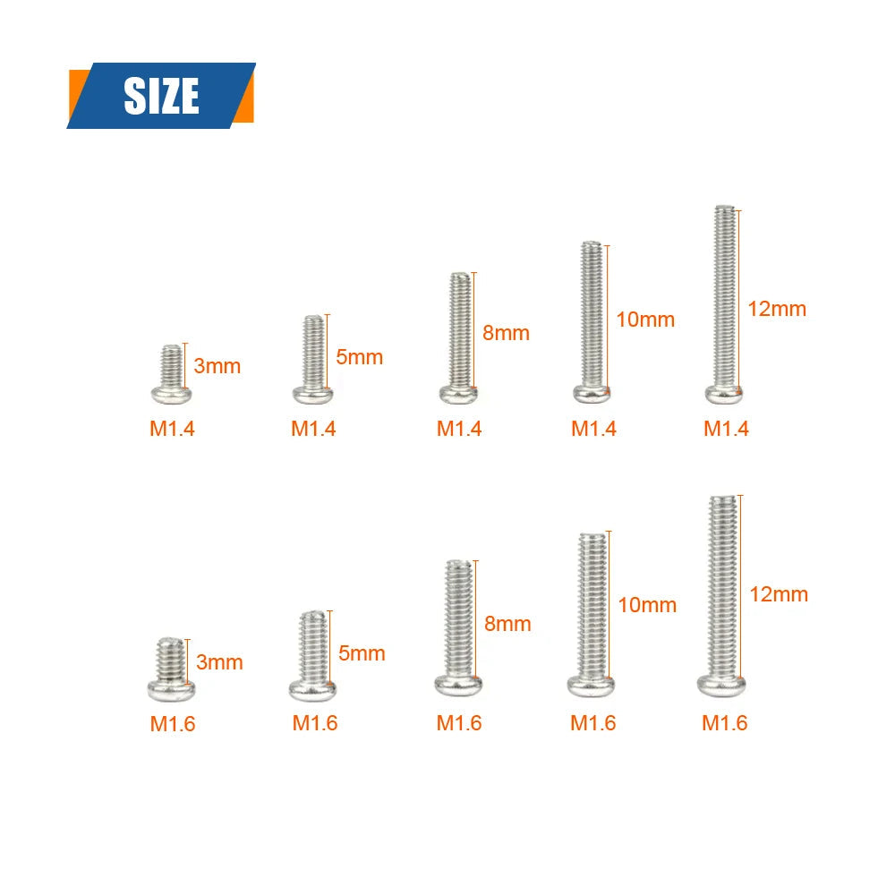 M1 M1.2 M1.4 M1.6 M2.5 M3 304 Stainless Steel Round Head Cross Small Screw Set Metric Thread Machine Bolt Assortment Kit Set    Home Decor Supply | Online Retail | ShoreShopper.com