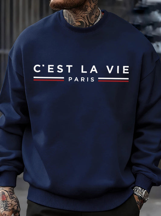 C'Est La Vie Paris Prints Man Sweatshirt Casual Loose Sportswear Hip Hop Fashion Pullovers Fleece Soft Clothing Crewneck Tops    Home Decor Supply | Online Retail | ShoreShopper.com