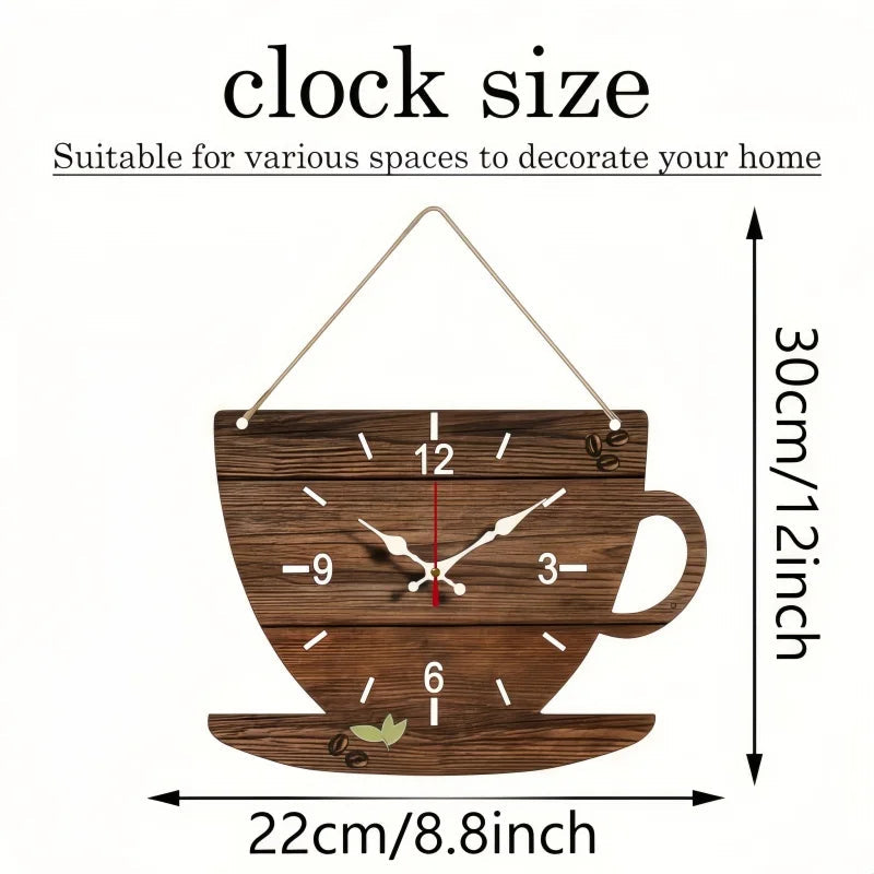 Coffee Cup Shaped Wooden Silent Hanging Wall Clock,Wood Grain Design Suitable For Living Room,Study Room,Bedroom,Home Decoration    Home Decor Supply | Online Retail | ShoreShopper.com