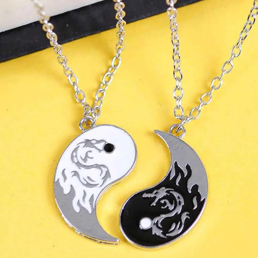 Style For Best Friends Women Fashion Jewelry Lovers Men Couple Necklace Yin Yang Necklace Clavicle chain Gossip Dragon Pendant