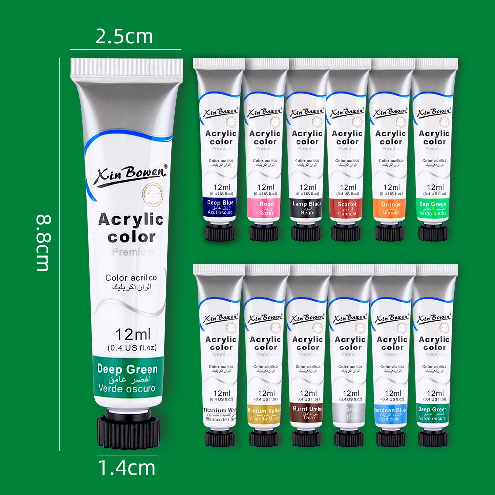 12Color Acrylic Paint Set 12ml Tubes Waterproof Art Supplies for Beginner Artists DIY Painting on Canvas Wall Art Craft Projects    Home Decor Supply | Online Retail | ShoreShopper.com