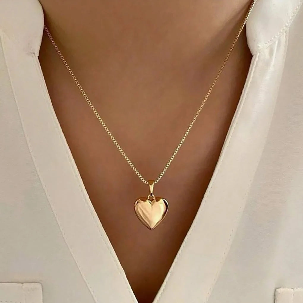 Glossy Gold Plated Metal Love Heart Dangle Earrings Necklace Jewelry Set for Women Simple Dainty Daily Wear Outfit Accessories    Home Decor Supply | Online Retail | ShoreShopper.com