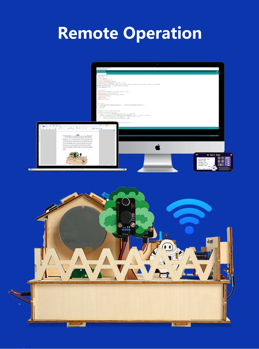 ACEBOTT Smart Home STEM STEAM Starter Kit Wooden House IoT Wifi Blockly Programming for ESP32 Arduino - ShoreCo.Shop