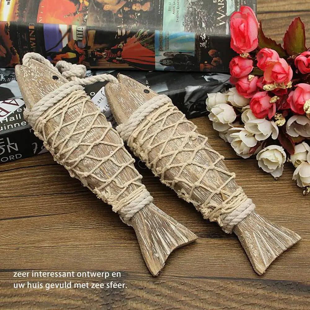 1 Pair Hand Carved Wooden Fish Hanging Marine Coastal Wall Sculptures Wooden Carved Fish Wall Decor Home Room Nautical Decor    Your Coastal Marketplace | Shoreshopper.com