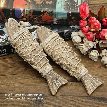 1 Pair Hand Carved Wooden Fish Hanging Marine Coastal Wall Sculptures Wooden Carved Fish Wall Decor Home Room Nautical Decor    Your Coastal Marketplace | Shoreshopper.com
