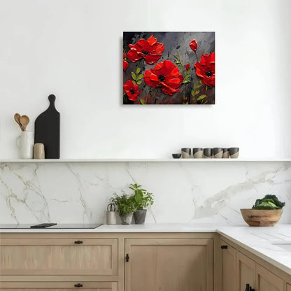 Contemporary Red Poppies Canvas Painting, Framed 11.8x15.7in, Meadow Wall Art, Ready to Hang Home Decor - Anniversary Gift    Home Decor Supply | Online Retail | ShoreShopper.com