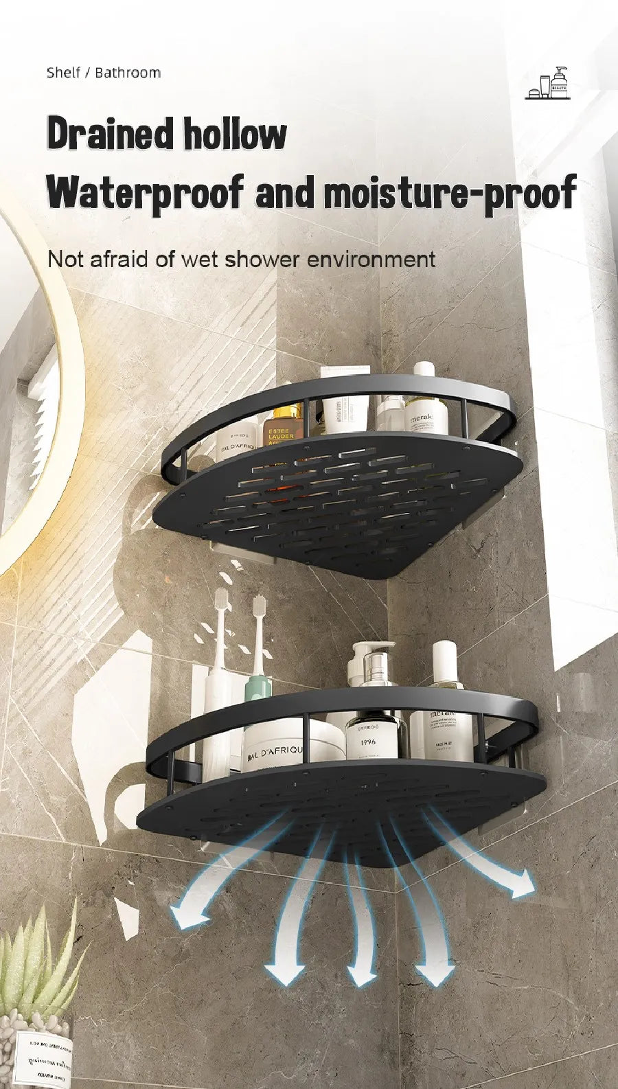Bathroom Shelves Wall Mounted Non perforated Bathroom Shelf Shower  Storage Shelf  Kitchen Organizer  Bathroom Corner Shelf    Home Decor Supply | Online Retail | ShoreShopper.com