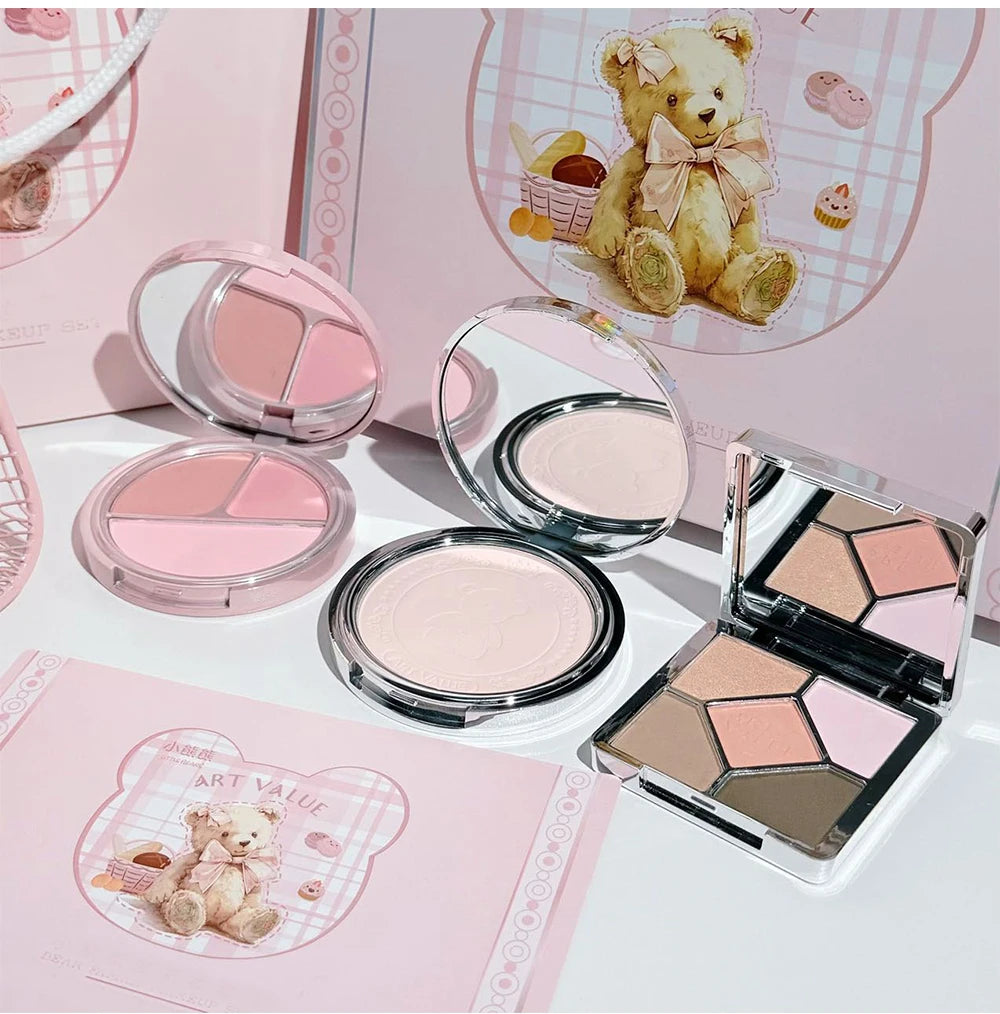 ART VALUE 7PC Makeup Sets Include 3 Colors Matte Lip Mud,1 Pressed Powder,1 Blush,1 Eyes Palette,1 Necklace Beauty Makeup Sets - ShoreCo.Shop