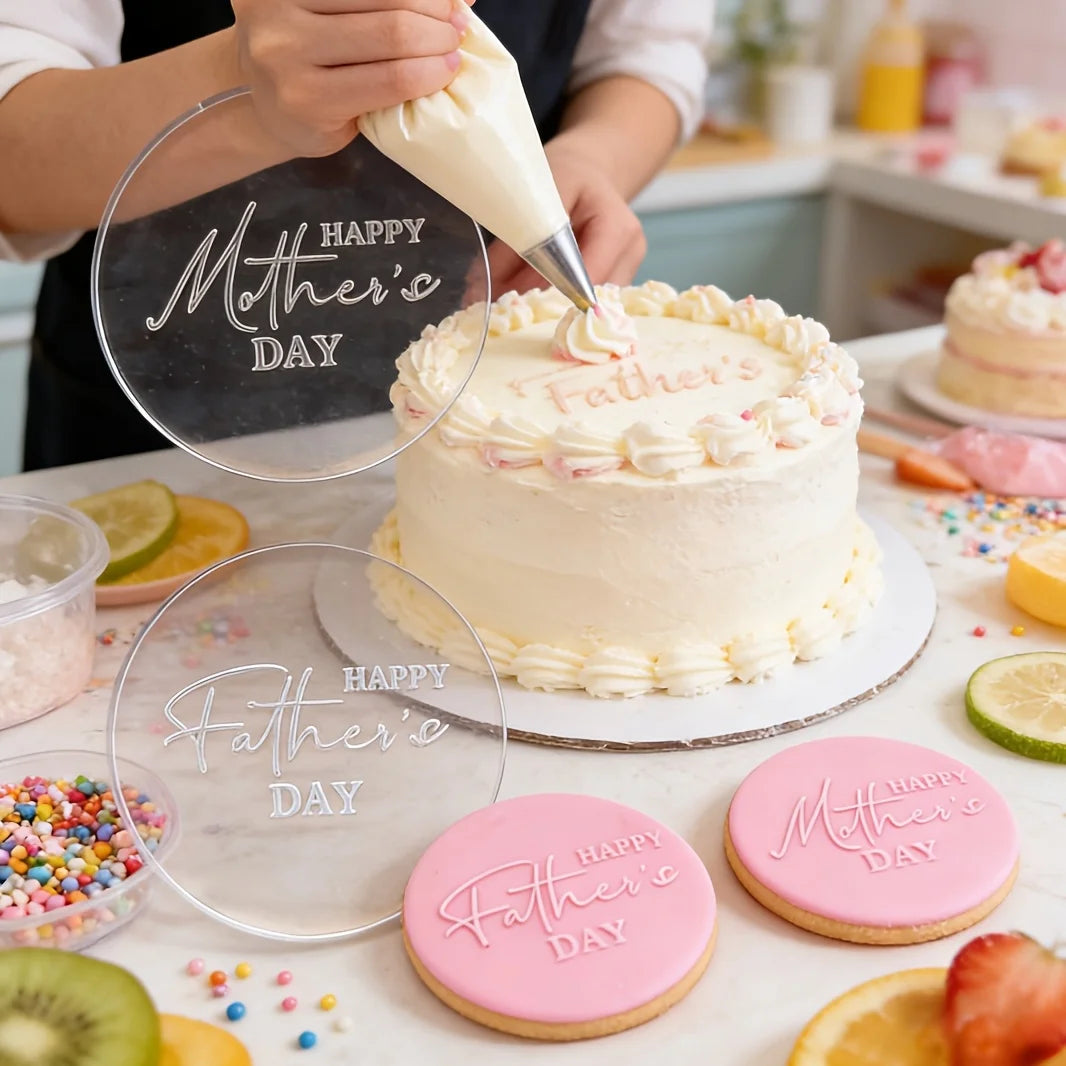 Happy Mother's Day / Father's Day Acrylic Cookie Embosser Stamp - Fondant Cake Decorating Tool for Baking DIY Gifts    Your Coastal Marketplace | Shoreshopper.com