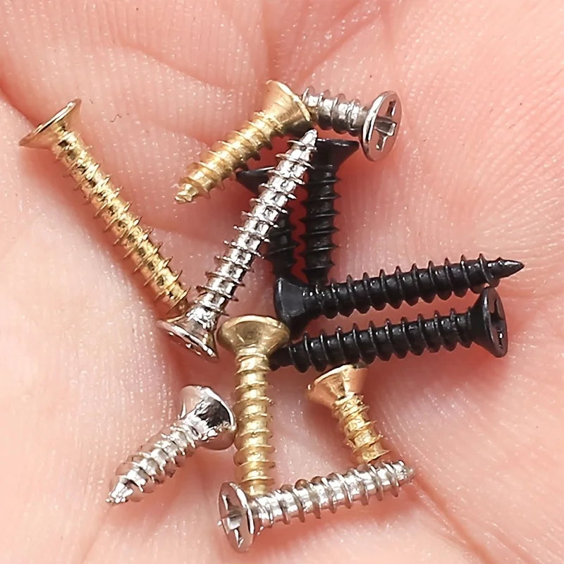 2400pcs Miniature Self-Tapping Screws, M2 Wood Screws, Phillips Head Screws, Flat Head Screws, Gold, Black, Silver Set    Home Decor Supply | Online Retail | ShoreShopper.com